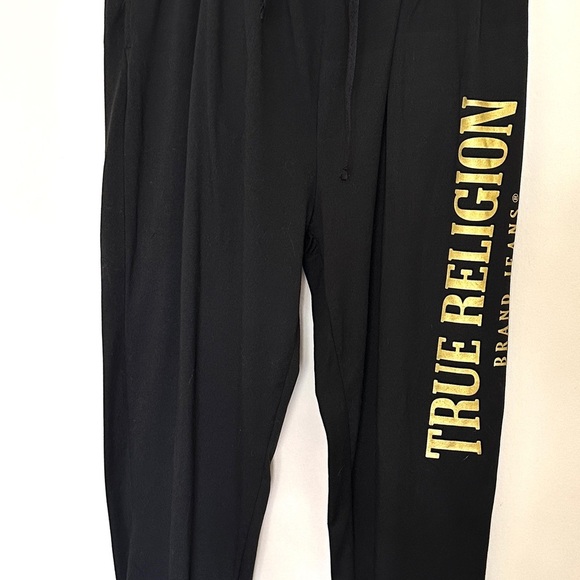 True Religion Pajama Pants Mens Sz Large Jogger Loungewear Lightweight Black - Picture 2 of 8